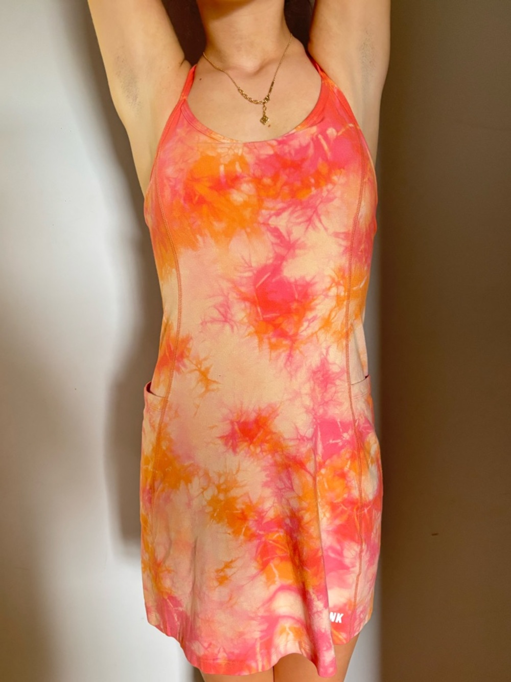 Pink athletica Tie-Dye Racerback Tank in Pink & Orange